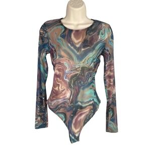 Y2k Sheer Mesh Bodysuit Womens Medium Fairy Grunge Whimsigoth Indie‎ Going Out